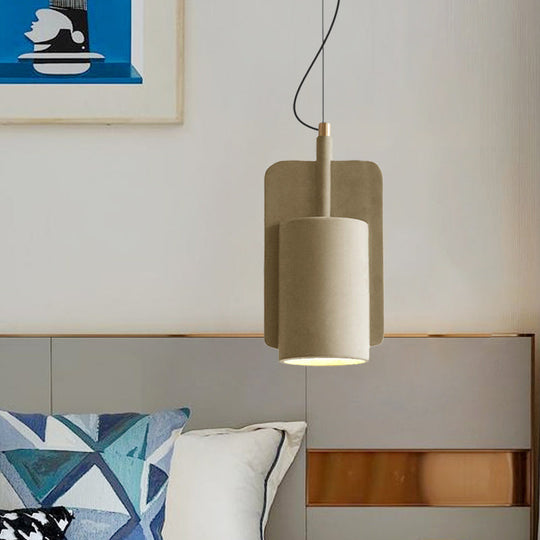 1-Light Cement Drop Pendant Factory Multi-Color Half-Cylinder Ceiling Lamp