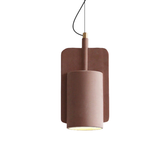 Modern Cement Drop Pendant - Factory Grey/Yellow/Red Half-Cylinder Ceiling Suspension Lamp