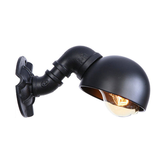 Vintage Style Black Wall Sconce With Metal Bowl Shade - Perfect For Stairways And More!