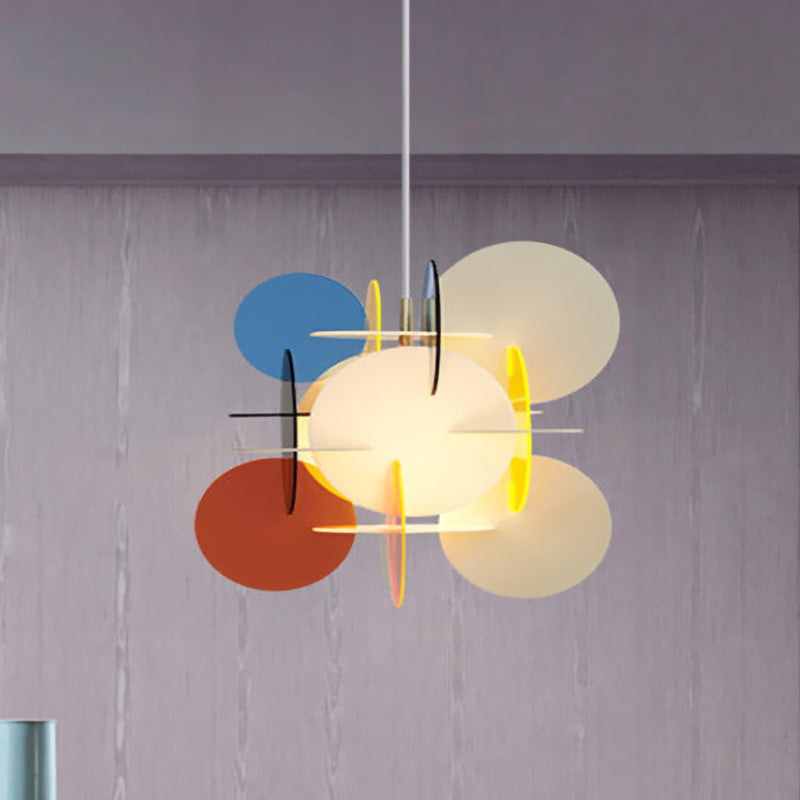 Modern Acrylic Circle Pendant Lamp - Single Head Suspension Lighting For Restaurants Red-Blue