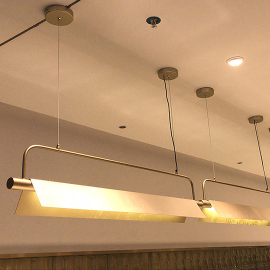 Gold Led Island Light Fixture - Metallic Colonial Rectangle Design For Restaurants