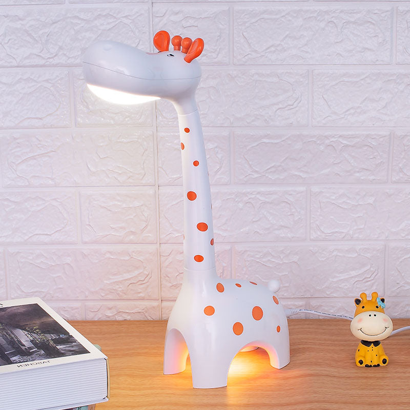 Kids Plastic Giraffe Desk Lamp - White/Yellow Nightstand Lighting For Childrens Bedroom White
