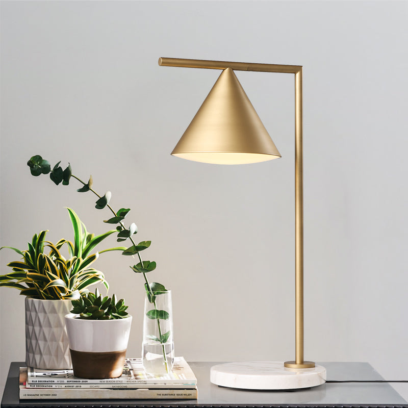 Alice - Golden Colonialist Bedside Lamp with Marble Base