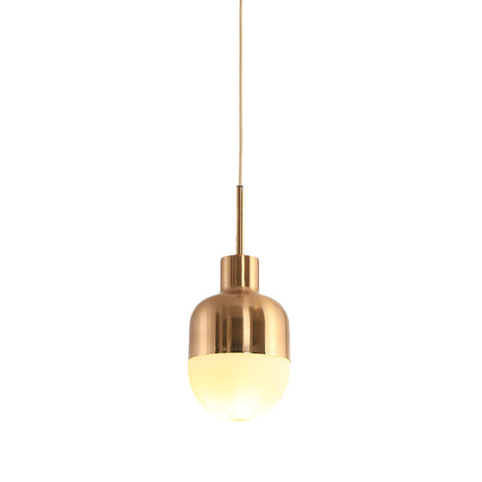Frosted Glass Capsule Pendulum Light - 1-Light Gold Finish Hanging Pendant For Simple Stylish
