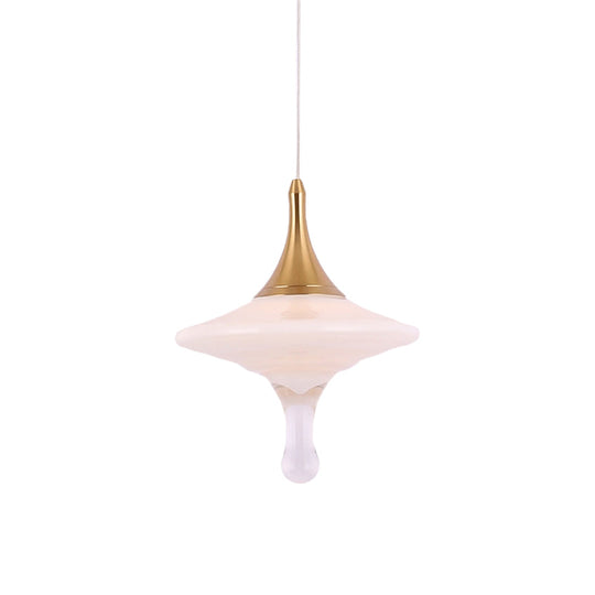 Droplet Dining Table Pendant Light - Cream Matte Glass Minimalist Design With Gold Accents