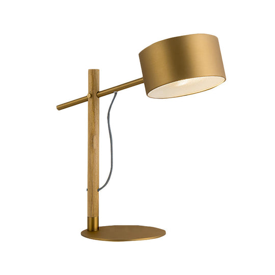 Colonial Gold Aluminum Table Lamp With Drum Shade And Night Light Perfect For Bedside