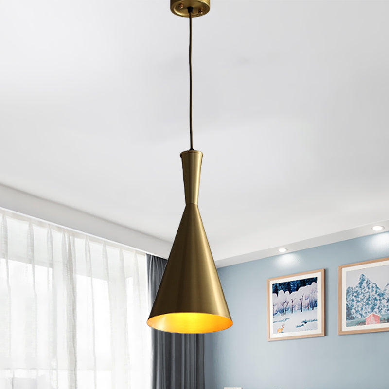 Vintage Metallic Hanging Light Fixture - Black/Gold Finish 1-Bulb Suspension Lamp For Dining Room