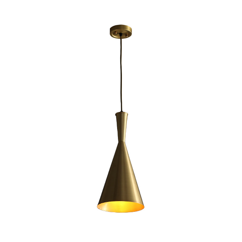 Vintage Metallic Hanging Light Fixture - Black/Gold Finish 1-Bulb Suspension Lamp For Dining Room
