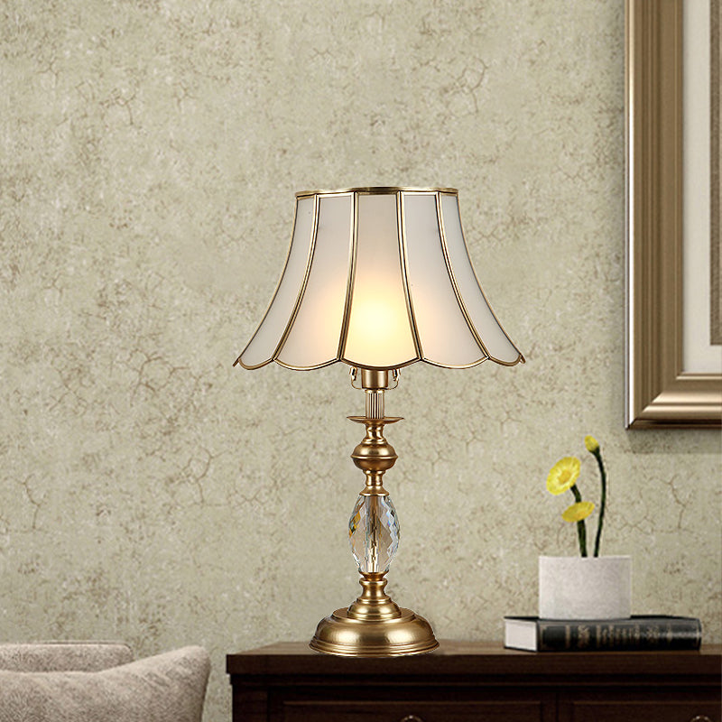 Gaia - Scalloped Night Lighting 1 Head Frosted Glass Nightstand Light in Gold