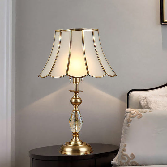 Gaia - Scalloped Night Lighting 1 Head Frosted Glass Nightstand Light in Gold