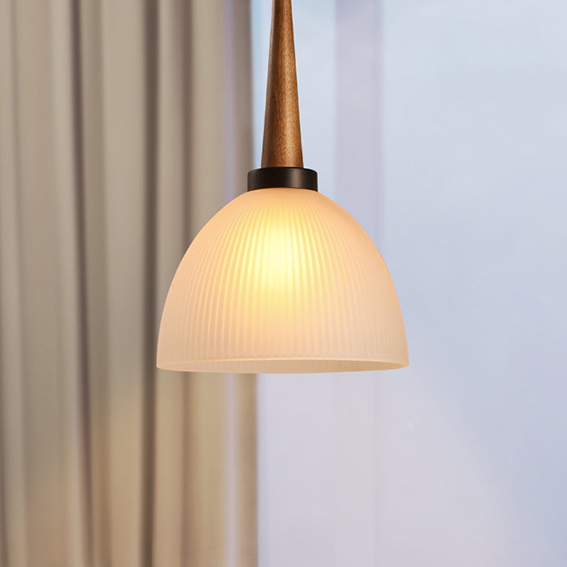 Lodge Dome Pendant Light Kit With White Glass Shade - Perfect For Dining Room Suspension Lighting