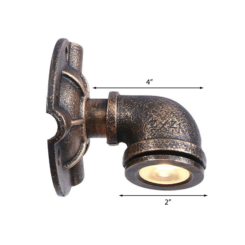 Vintage Industrial Bronze Wall Lamp - 1 Head Water Pipe Sconce For Corridor