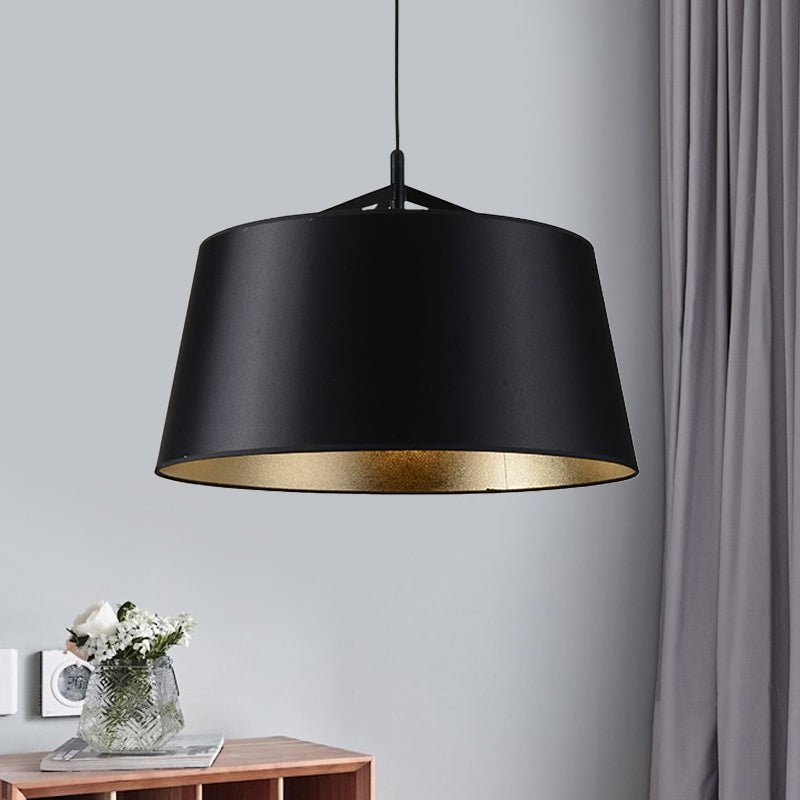 Black Fabric Pendant Light Kit For Rural Dining Rooms - 1-Bulb 16.5/23.5 Wide