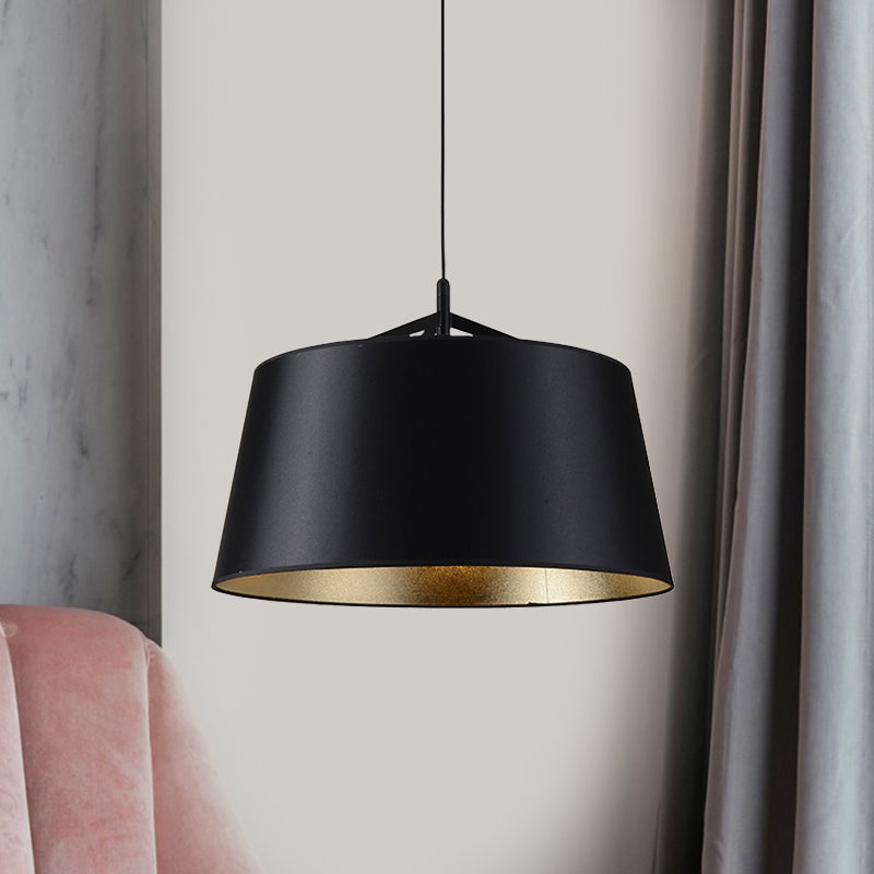 Black Fabric Pendant Light Kit For Rural Dining Rooms - 1-Bulb 16.5/23.5 Wide