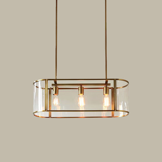 Mid Century Translucent Glass 3-Light Pendant Ceiling Fixture With Gold Finish