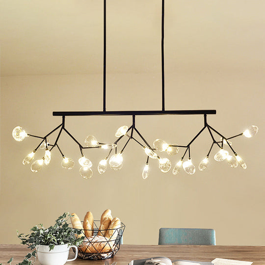 Modernist Clear Glass Dining Table Ceiling Pendant - Firefly Hanging Island Light In Black/Gold