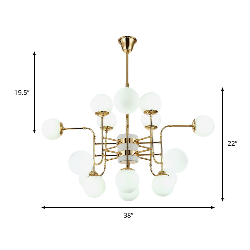 Contemporary Gold Chandelier With Opal Glass Shades - 12/16/24 Lights