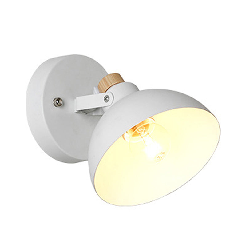 Minimalist Domed Wall Lamp - Metallic Sconce Fixture In White