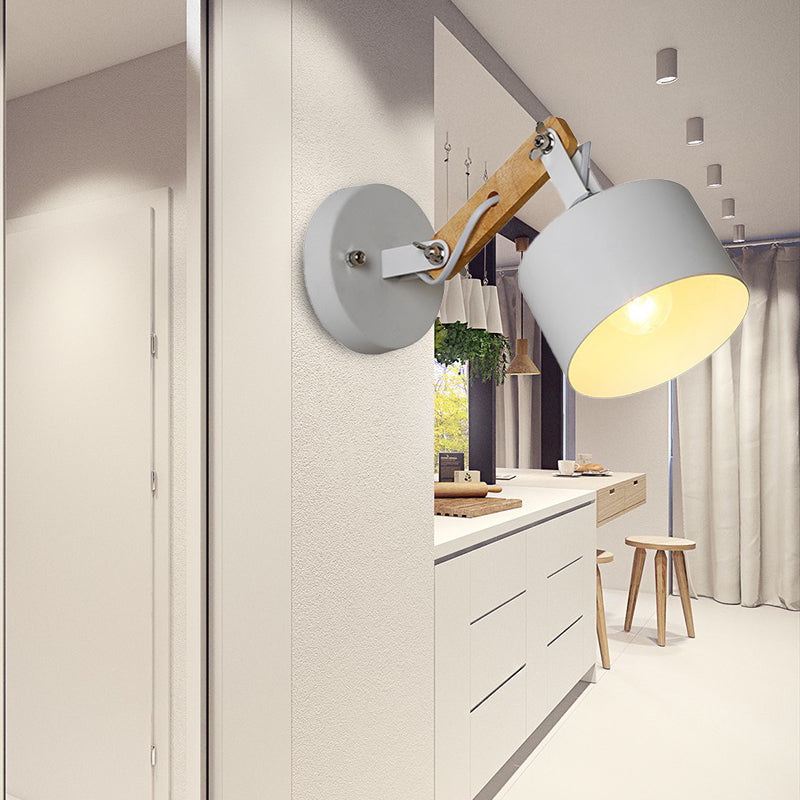 Contemporary White Metal Rotatable Wall Light For Corridor - Stylish Bulb Sconce Fixture