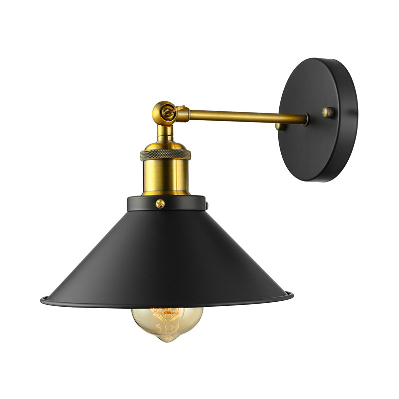Rotatable Industrial Conical Sconce Wall Light In Antique Brass/Brass