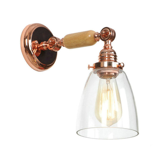 Industrial Clear Glass Wall Sconce With Tapered Shade For Living Room Lighting