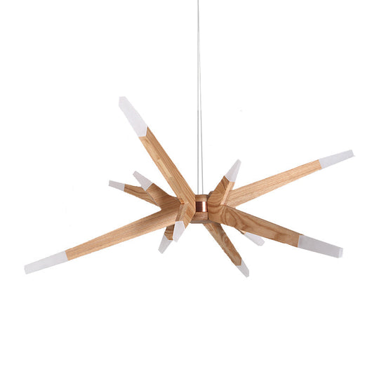 Contemporary Sputnik Chandelier Pendant Light 12 Lights Acrylic LED Hanging Ceiling Light with Wood Shade