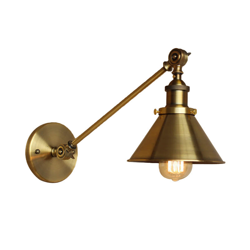 Vintage Brass/Bronze Wall Lamp: Metal Tapered Sconce Lighting For Bedroom Bedside