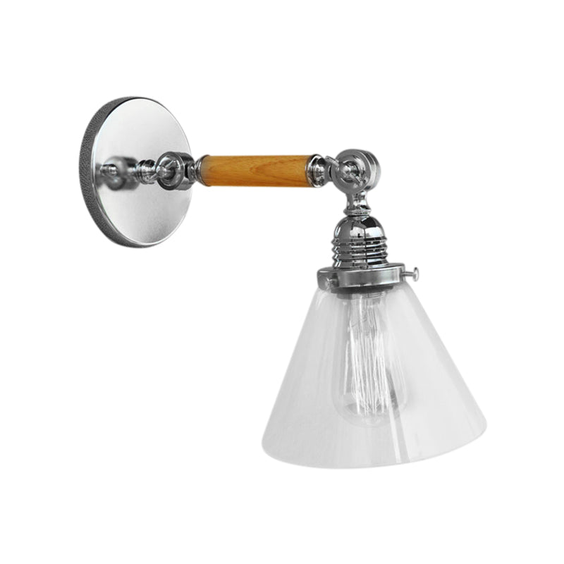 Industrial Cone Glass Wall Lamp - Single Bulb Sconce Light For Dining Room 8/4/14