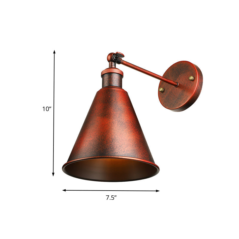 Outdoor Farmhouse Style Wrought Iron Wall Lamp: Black/Rust 1 Head Adjustable Sconce Light