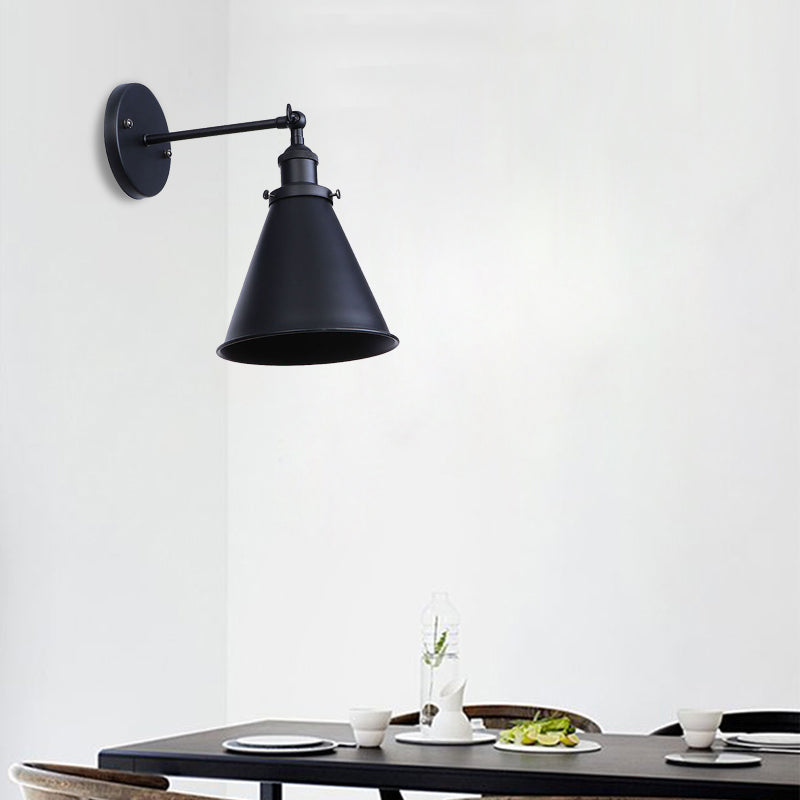 Outdoor Farmhouse Style Wrought Iron Wall Lamp: Black/Rust 1 Head Adjustable Sconce Light Black