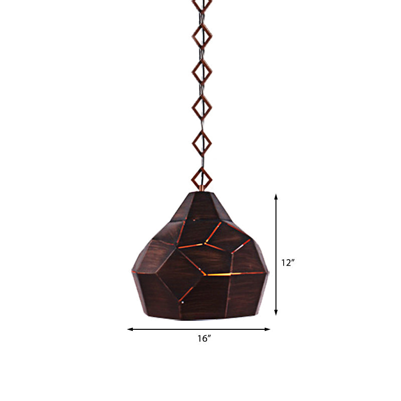 Teardrop Hanging Light with Metal Chain- 1 Light Wrought Iron Pendant Lamp for Restaurants