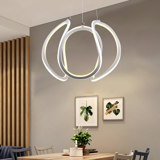 Led Dining Room Ceiling Pendant - Minimalist Acrylic Chandelier With Warm/White Light