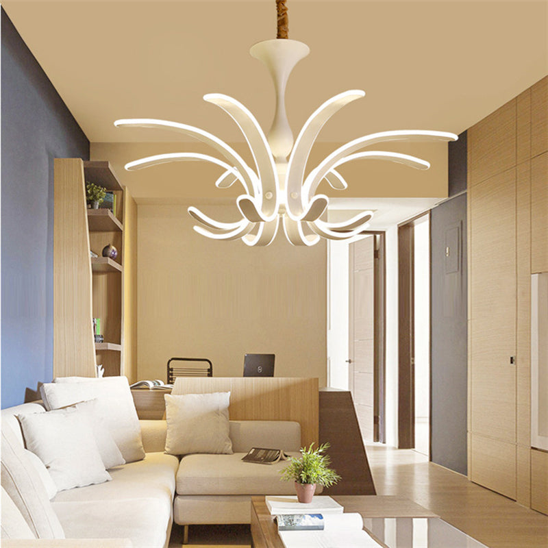 Simplicity Floral Pendant Light - Acrylic Led Chandelier For Living Room Ceiling Warm/White Lighting