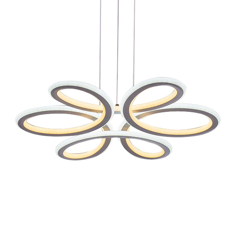 Contemporary Petals Led Chandelier Pendant For Dining Room - Warm/White Light