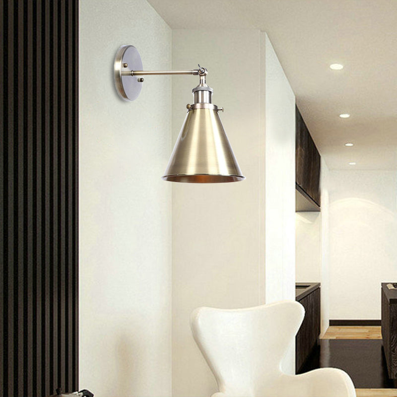 Industrial Style Conical Wall Mount Light For Living Room - Metallic Brass/Bronze Finish Bronze