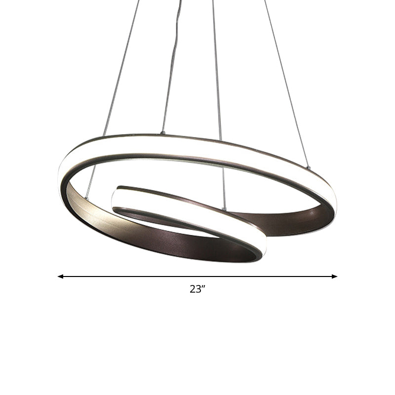 23/31.5 Wide Loop Ceiling Light Fixture - Modern Acrylic Led Chandelier In Brown With Warm/White