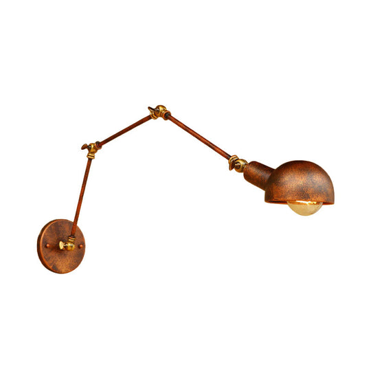 Antique Style Metal Wall Lamp Fixture - Adjustable Sconce Light In Rust With Domed Design 4/6.5