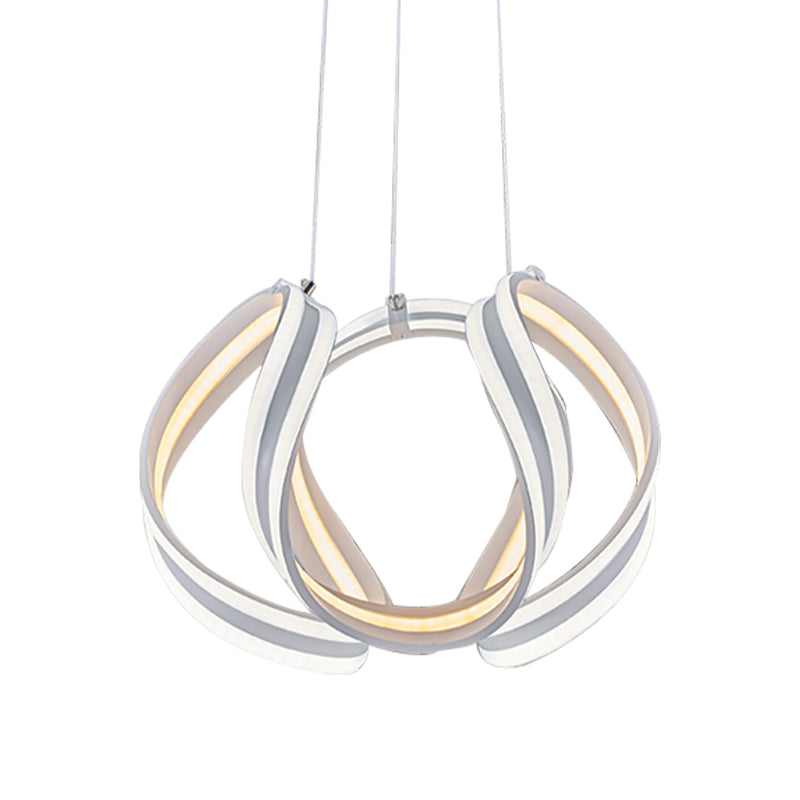 Twisted Ceiling Lamp: White/Brown Simplicity Single Light Acrylic Chandelier In Warm/White/Natural