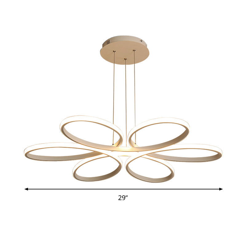 Contemporary Led Acrylic Flower Chandelier - 23/29/35.5 Wide Ceiling Pendant Light In Warm/White