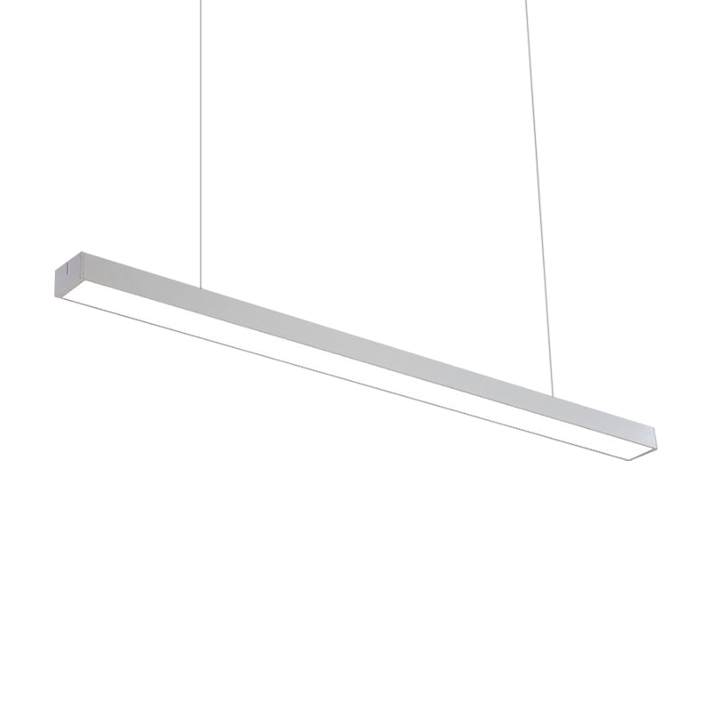 Modern Metal Led Rectangular Hanging Lamp Wide Black/Silver Ceiling Pendant Light Fixture For