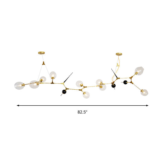 Modernist Gold Chandelier With Bubble Clear Glass Shades - 6/10 Lights Suspension Pendant