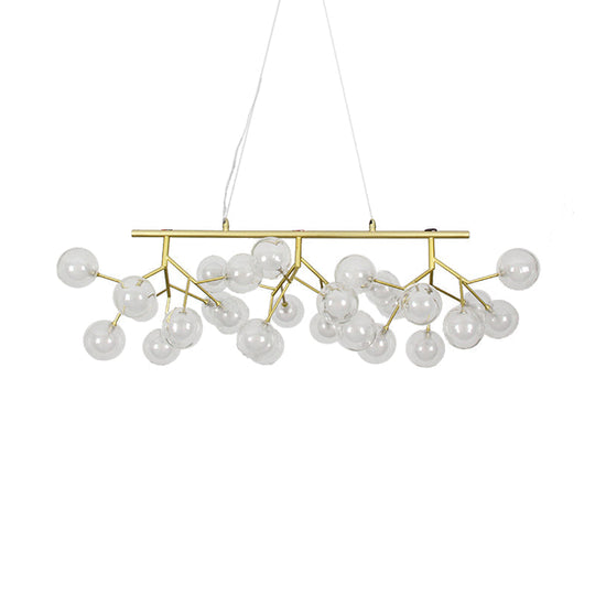 Modern Gold Bubble Chandelier With Branch Design Clear Glass 39/47 Width 27/36-Light Hanging Lamp