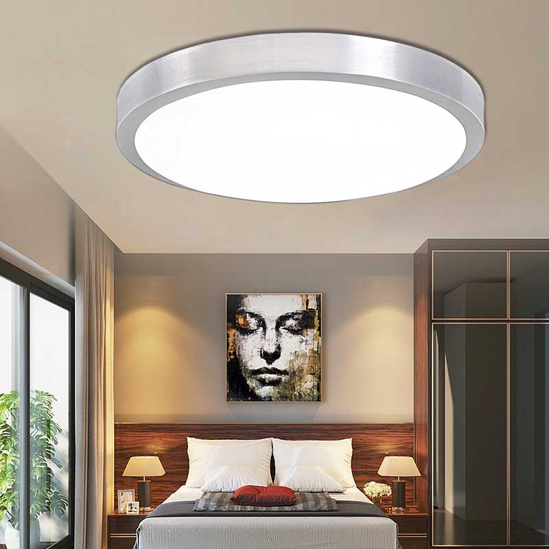 Silver Led Bedroom Ceiling Flush Mount Simple Style Acrylic Diffuser Sizes: 7.5/9/10 Dia / 7.5