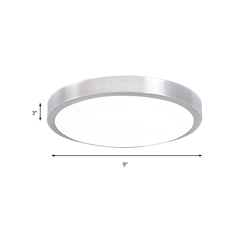 Silver Led Bedroom Ceiling Flush Mount Simple Style Acrylic Diffuser Sizes: 7.5/9/10 Dia