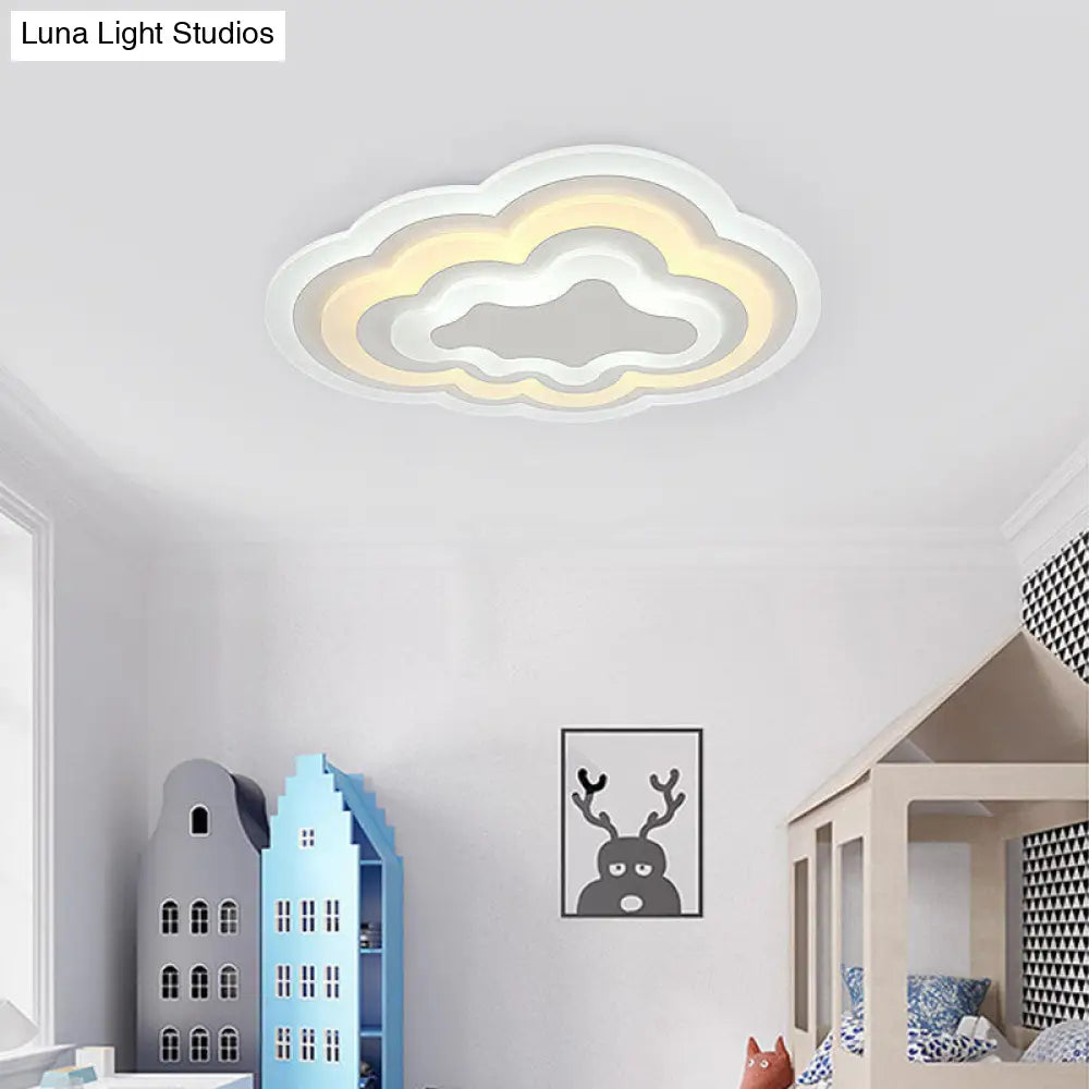 15’/18’/23.5’ W Acrylic Cloud Flush Mount Led Light Fixture In Warm/White - Minimalist Indoor