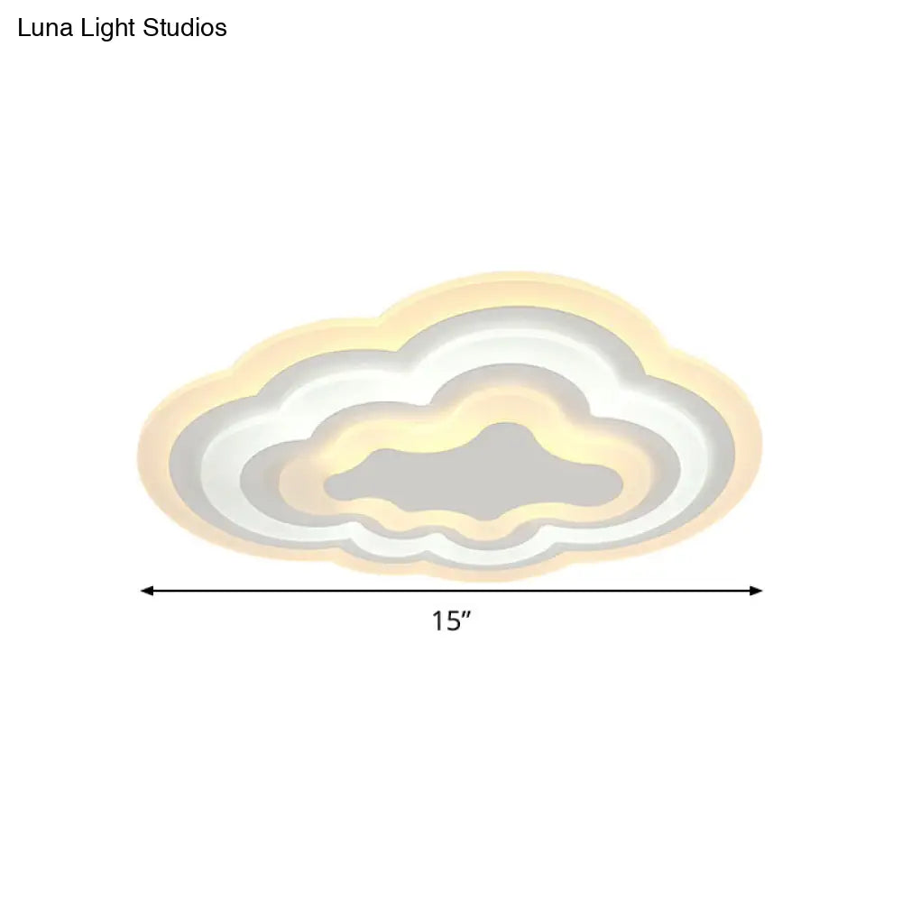 15/18/23.5 W Acrylic Cloud Flush Mount Led Light Fixture In Warm/White - Minimalist Indoor Lighting