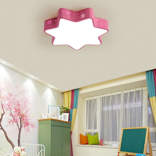 15’/19’/23’ Macaron Star Ceiling Mounted Led Flush Light In Pink/Blue For Kid’s Bedroom -
