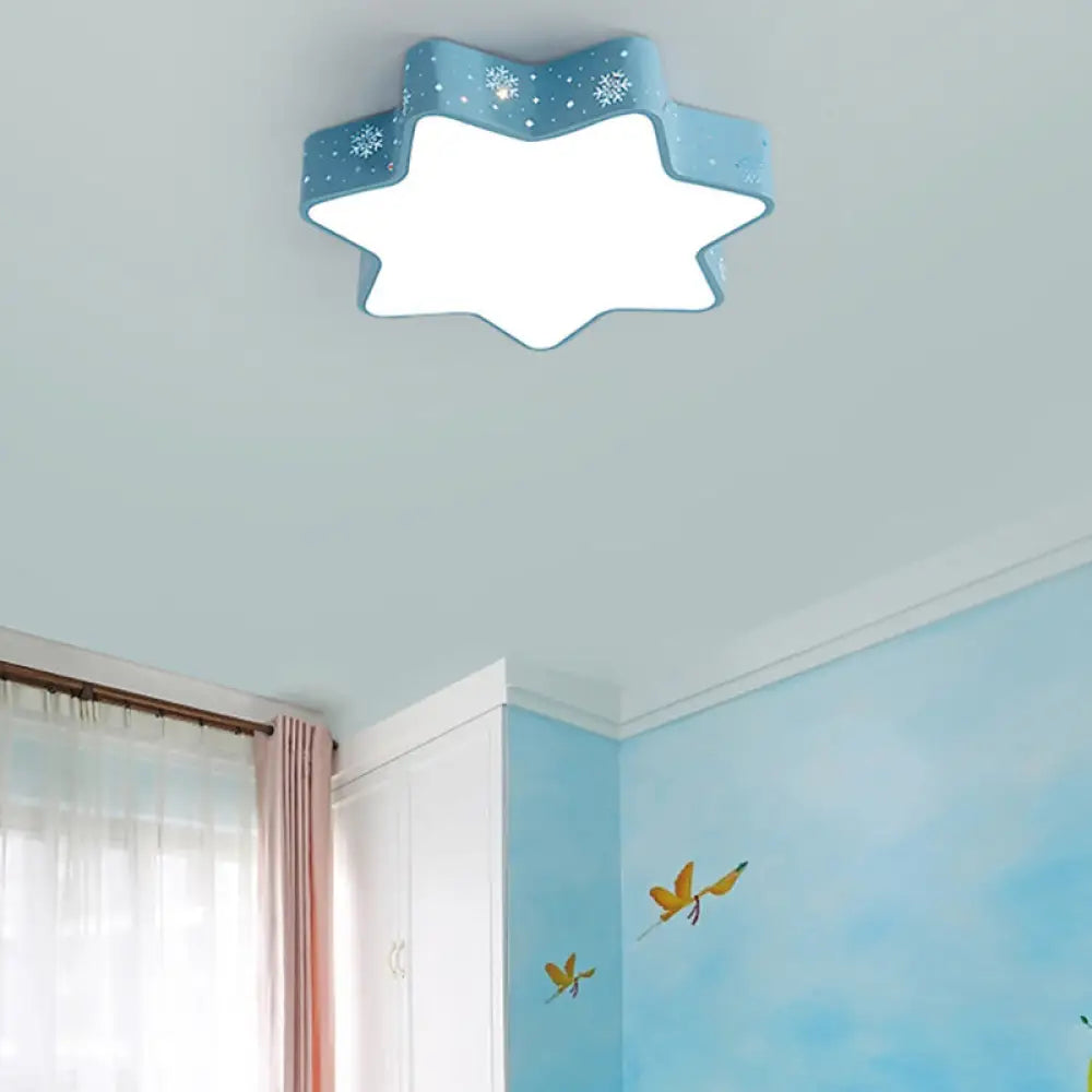 15’/19’/23’ Macaron Star Ceiling Mounted Led Flush Light In Pink/Blue For Kid’s Bedroom -