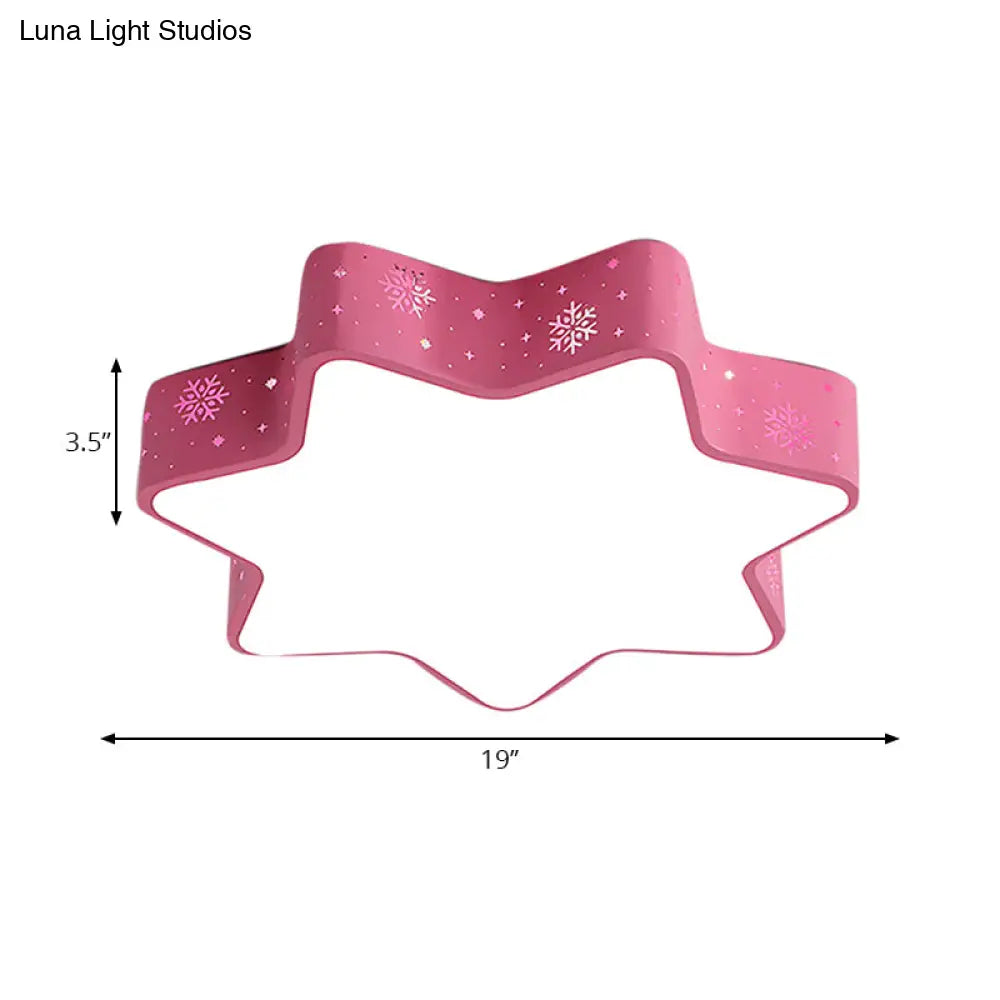 15’/19’/23’ Macaron Star Ceiling Mounted Led Flush Light In Pink/Blue For Kid’s Bedroom -