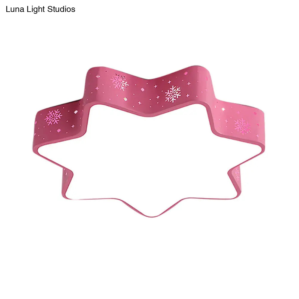 15/19/23 Macaron Star Ceiling Mounted Led Flush Light In Pink/Blue For Kids Bedroom - Warm/White/2